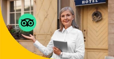 Bild zeigt eine Hotel-Besitzer:in, die für ihr Hotel bei Tripadvisor einen neuen Eintrag erstellt hat.